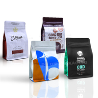 Sachet de café multi-styles personnalisé imprimé avec fermeture à huit côtés et valve de dégazage, sac refermable pour l'emballage de grains de café torréfiés