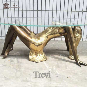 Table basse TREVI en bronze antique avec sculpture de femme pour la décoration de jardin - Product Image 4