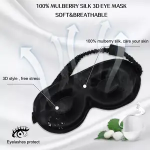 Somnifiq maschera per dormire-maschera per gli occhi 3d di lusso OEKO-Tex100 22mm 100% seta reale riempimento maschera per gli occhi in seta per dormire estensione delle ciglia