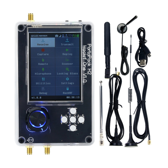 SDR Radio HackRF One R9 V2.0.0 + Upgraded PortaPack H2 + Plastic Shell Assembled + 5 Antennas + USB Cable
