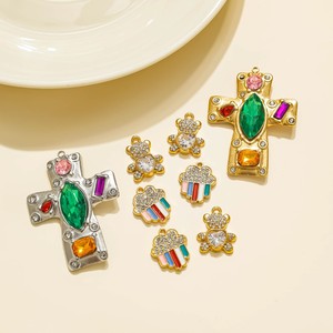 Barock-Stil Edelstahl Farbige Edelstein-Einlage Kreuz/Bär/Wolke Anhänger DIY Schmuckzubehör Charms - Product Image 1
