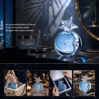 Parfum MYSTIC MOON LADY, design unique en forme de croissant de lune argenté, floral, fruité, boisé, longue tenue, coffret cadeau EDP
