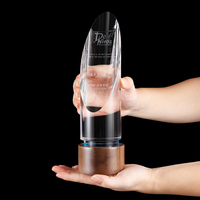 Trophée et Médaille en Cristal K9 en Gros, Base en Bois Haut de Gamme Personnalisée, Trophée Créatif en Verre Cylindrique Biseauté, Récompenses en Cristal