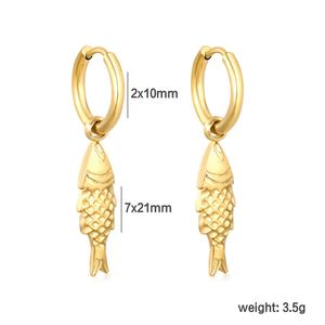 Pendientes Colgantes de Acero Inoxidable al por Mayor con Diseño de Concha y Estrella de Mar, Joyería de Moda Chapada en Oro de 18K, Pendientes de Verano para la Playa - Product Image 3