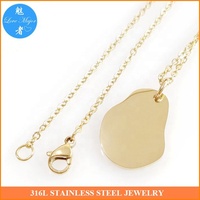 Plaque Personnalisée Forme Acier Inoxydable Texte Gravé Collier Femme Couleur Or