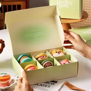 Individuelles Design Logo umweltfreundliche Makronenschachtel in Lebensmittelqualität Verpackungsbox für Speisen Kuchen Plätzchen Brot Gebäck Donut Makron