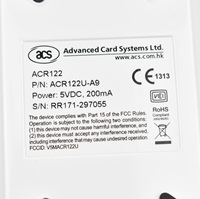 Lector NFC de Escritorio con Interfaz USB de Alta Velocidad ACR122U 13.56MHz ISO14443A, Compatible con Material ABS, Distancia de Lectura de 8cm