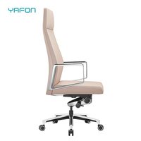 Chaise de bureau pivotante de luxe à dossier haut en cuir PU Design ergonomique confortable avec roulettes silencieuses Style élévateur