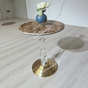 Js N8168 Giá Rẻ Đá Bàn Cà Phê Loạt Phòng Khách Đồ Nội Thất <span class=keywords><strong>Acrylic</strong></span> Cực Vàng Kim Loại Phía Dưới Bảng Bên - Product Image 1