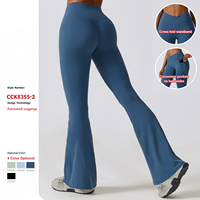 Sentiment nu pantalons de Sport décontractés bout à bout Yoga Leggings entraînement cloche bas femmes danse taille haute Bootcut pantalon avec poche