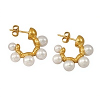Pendientes de Perlas de Agua Dulce de Acero Inoxidable Electrochapado de Lujo Vintage Estilo Francés, Modernos, Elegantes, Versátiles y de Alta Gama