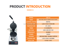 Gaufrier Électrique Personnalisé à Tête Rotative à 180 Degrés, Appareil à Gaufres et Snacks Certifié CE avec Minuteur de 0 à 10 Minutes