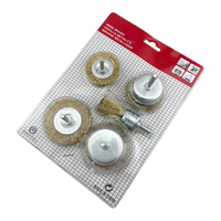 Ensemble de brosses à fil métallique, 5 pièces, tige de 1/4 pouces, brosses en fil d'acier revêtu de laiton pour perceuse, élimination de la rouille, polissage