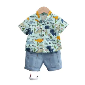 Wholesale Kids Short Pastel Summer Cheap Knit Polo T-Shirt Outdoor Clothing Set Boys Two Piece