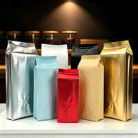 Sacs d'emballage souples en VMPET/MOPP/PE colorés thermoscellables pour café, avec soufflet latéral, en stock