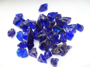 Crystal Blue Crushed Terrazzo Glass Rocks For Garden Decoration Slag Glass Landscaping Glass