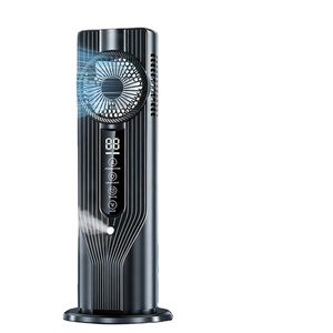 USB Rechargeable Tower Fan with Mist, 6-Speed Brushless Motor, 6H Timer, 32.5cm Portable Desktop Air Cooler for Office Bedroom - Product Image 1