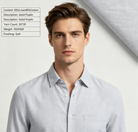 Tissu Léger en Lin et Coton Mélangé Teint en Fil Écologique Bleu Clair pour Robes Formelles et Chemises Décontractées Hommes, Femmes et Enfants
