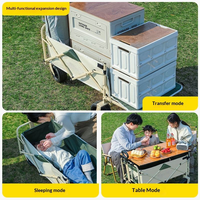 Chariot pliable pour le camping en plein air, chariot en métal pliable à quatre roues avec poignée rétractable, à tirer pour les pique-niques et les campings
