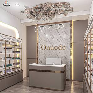 Minimalist Perfume Display Stand | Custom <b>Makeup</b> <b>Table</b> for Trendy Stores | Sleek MDF Stainless Steel Eco-Friendly LED <b>Lighting</b> - Product Image 1