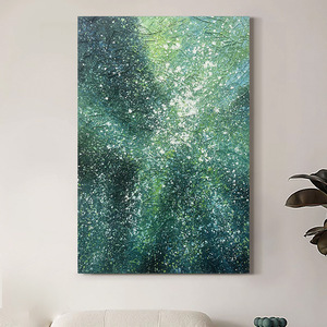 Xingman's New Emerald Abstract Oil <b>Painting</b> Green Hand Painted Textured Art Modern Wall Hanging <b>For</b> Living Room Bathroom - Product Image 1