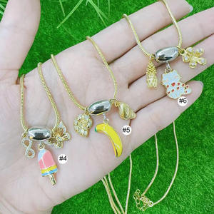 NZ1588 Collier plaqué argent Bail or Triple CZ Pave Bee Starfish <span class=keywords><strong>Fish</strong></span> and Enamel Strawberry Ice-cream <span class=keywords><strong>Banana</strong></span> <span class=keywords><strong>Fish</strong></span> Charms Necklace - Product Image 3