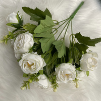 10 têtes pivoine soie fleur Bouquet Mini Bouquet de Roses Bouquet fleur artificielle décoration de mariage