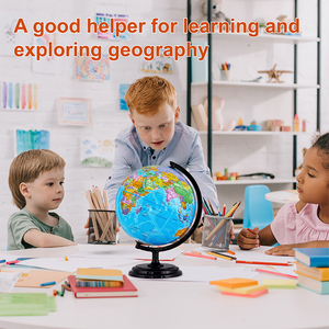Globe terrestre 3D stéréo lumineux Lianying pour l'enseignement de la géographie, ornements pédagogiques pour les élèves du collège et du primaire, en plastique et métal - Product Image 1