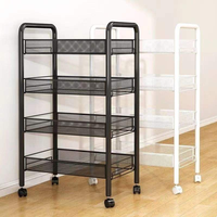 Étagères de rangement verticales modernes en métal, vente en gros, 3/4/5 niveaux, pour fruits et légumes, étagères de rangement à pousser à la main pour cuisines