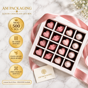 Caja de Regalo de Chocolate de Lujo con Cinta, Tamaño Personalizado y Cartón Rígido de Grado Alimenticio para Marcas de Confitería, OEM y ODM - Product Image 1