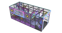 Aire de jeux intérieure sur mesure au design cyberpunk tendance avec piscine à balles, toboggan et corde d'escalade