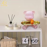 Plateau de rangement pour bijoux en résine, modèle Ours Violent, peint à la main, personnalisable, mignon, moderne et tendance, pour bureau, salon, chevet