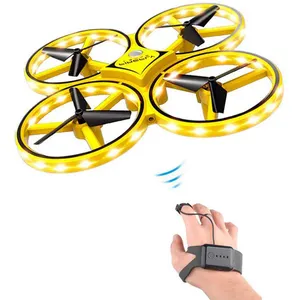 Dron感应飞行玩具手动控制四轴飞行器led灯重力传感器手表感应RC迷你无人机