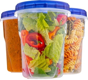 Recipientes de Plástico para Alimentos con Tapas Giratorias (32 Oz, Paquete de 3) - Herméticos, Aptos para Microondas, Congelador y Lavavajillas, Libres de BPA, Grado Alimenticio - Product Image 1