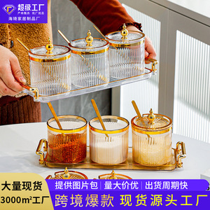 <b>Spice</b> <b>Jar</b> <b>Set</b> With Spoons Airtight Glass Condiment <b>Jars</b> For Kitchen Storage M Size Metal Lid Solid Seasonings - Product Image 4
