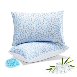 Oreillers rafraîchissants ajustables OEM pour dormir, en tissu glacé soyeux infusé de gel, avec mousse à mémoire de forme 100 % vierge déchiquetée - Product Image 1