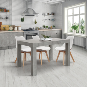 Mesa de comedor extensible Anna de 120 a 200 cm, acabado en melamina gris cemento, para uso interior. - Product Image 2