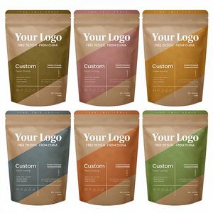 Sachets de café refermables avec logo imprimé personnalisé, emballage alimentaire biodégradable avec fermeture éclair pour grains de café, sac d'emballage en papier kraft - Product Image 1