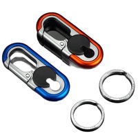 Porte-clés décontracté bicolore pour homme, créatif, double anneau en alliage de zinc et acier inoxydable, forme ovale, pour clés de voiture et motos