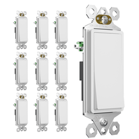 Interrupteur mural à bascule électrique MVAVA en plastique, norme américaine, 15A, 120V, 1 gang, 2 voies, IP55, étanche, 2 pôles et certifié CUL