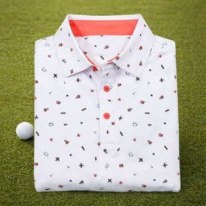 Chemises polo de golf personnalisées d'entreprise de luxe OEM avec impression intégrale vintage, évacuation de l'humidité, logo brodé - Product Image 1