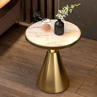 Table d'appoint ronde moderne de style italien Table basse en fer doré et ardoise pour le salon, meubles de maison