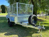 GOTRAILER Nouvelle remorque à benne hydraulique 8x5 pieds, essieu simple, 1800 kg, remorque à benne basculante, cadre en acier robuste avec côtés amovibles