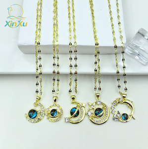 Collana da Donna con Ciondolo a Stella e Luna, in Resina e Lega, con Catena in Bambù, Stile Lusso Leggero e Sportivo, Gioiello Versatile per la Clavicola, Vendita all'Ingrosso - Product Image 6