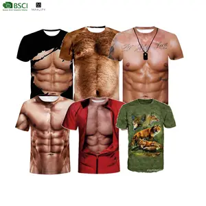 3D T-Shirt Funny Hairy Chest Muscle Print Men Women Short Sleeve