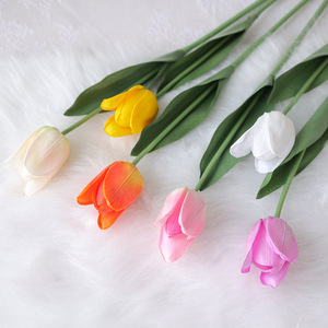 Tulipanes Artificiales de Tallo Único, Flores de Seda de Alta Simulación, Decoración para el Hogar y Bodas, Blanco, Rosa, Amarillo, Morado - Product Image 3