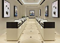 Présentoir en pierre artificielle de maquillage et bijoux, caisse de magasin de détail, réception de vitrine