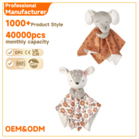 Doudou en peluche avec tête d'animal pour bébé, couverture de sécurité douce, jouet réconfortant pour le sommeil, apaisant pour nouveau-né, essentiel pour la chambre de bébé