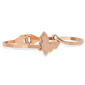 Bracelet à breloques papillon en or rose, en alliage de zinc, serti de pierres, bijou cadeau - Product Image 1