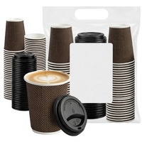 Gobelets à café en papier personnalisés avec couvercles, gobelets à café en carton ondulé 12 oz, anti-fuite, biodégradables pour café, thé chaud